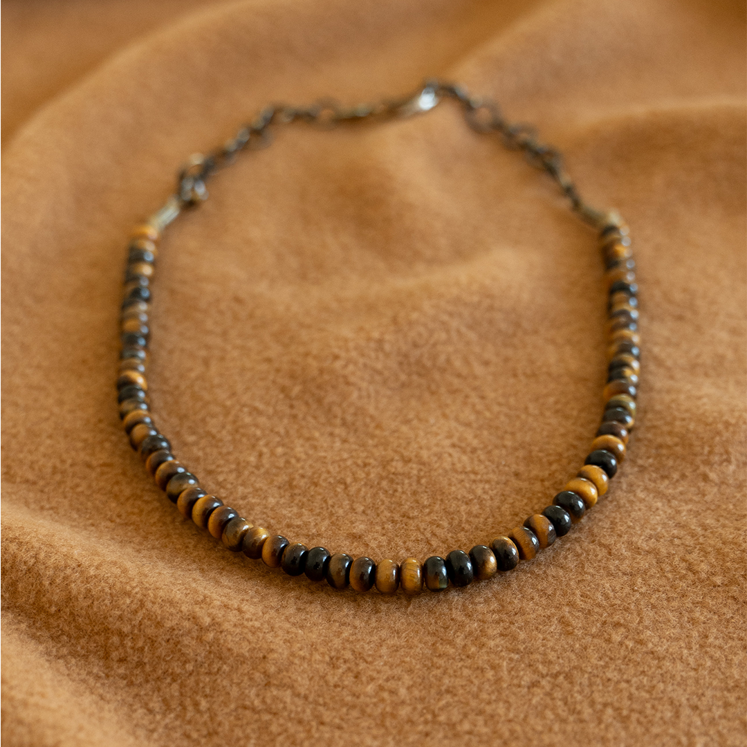 Tigers Eye Choker Bead Necklace Tan