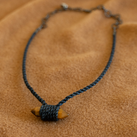 Tigers Eye Wrap Choker Cord Necklace Black