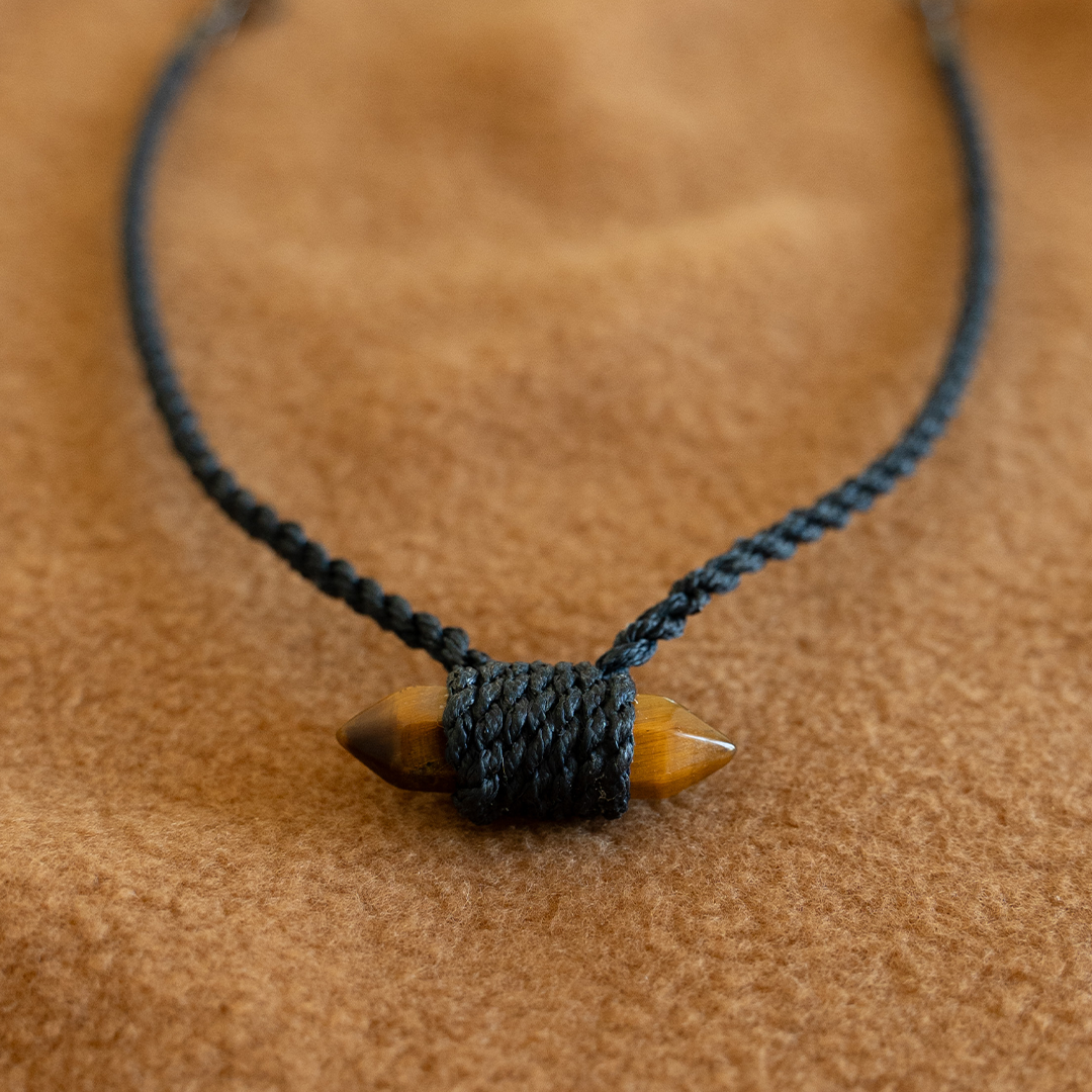 Tigers Eye Wrap Choker Cord Necklace Black