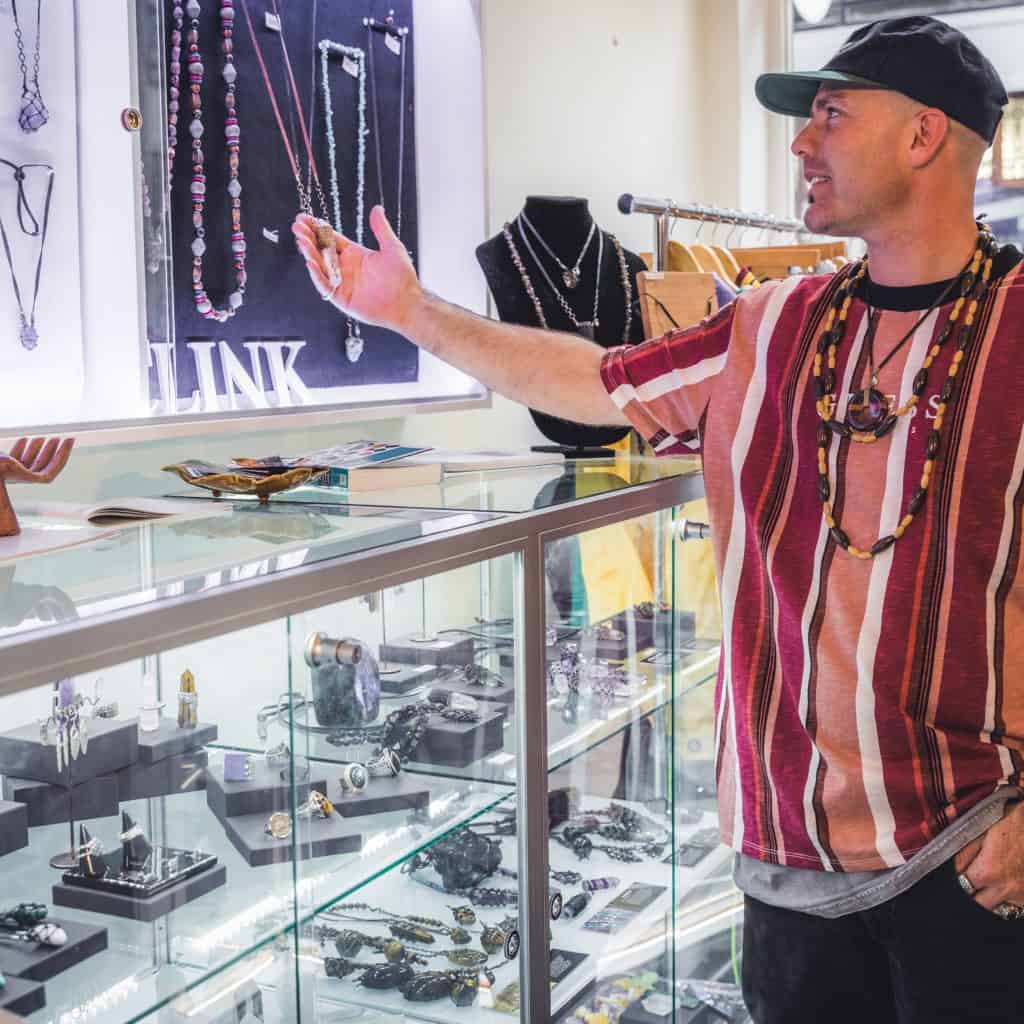 Aaron Metcalf Clink Jewellery Designer in St Kevins Arcade shop